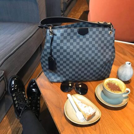 Black Check Slouch Tote