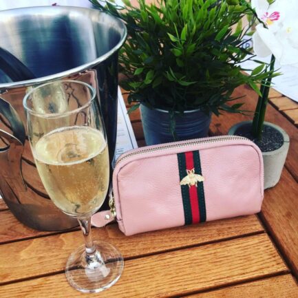 Italian Leather Double Zip Bee Purse (Various Colours)