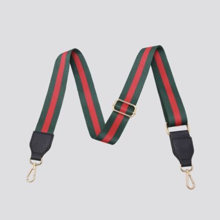 Green & Red Stripe Print Bag Strap – Navy Vegan Leather End