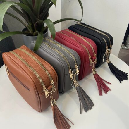 Hannah Double Zip Cross Body Bags – Various Colour’s – Gold Hard Wear