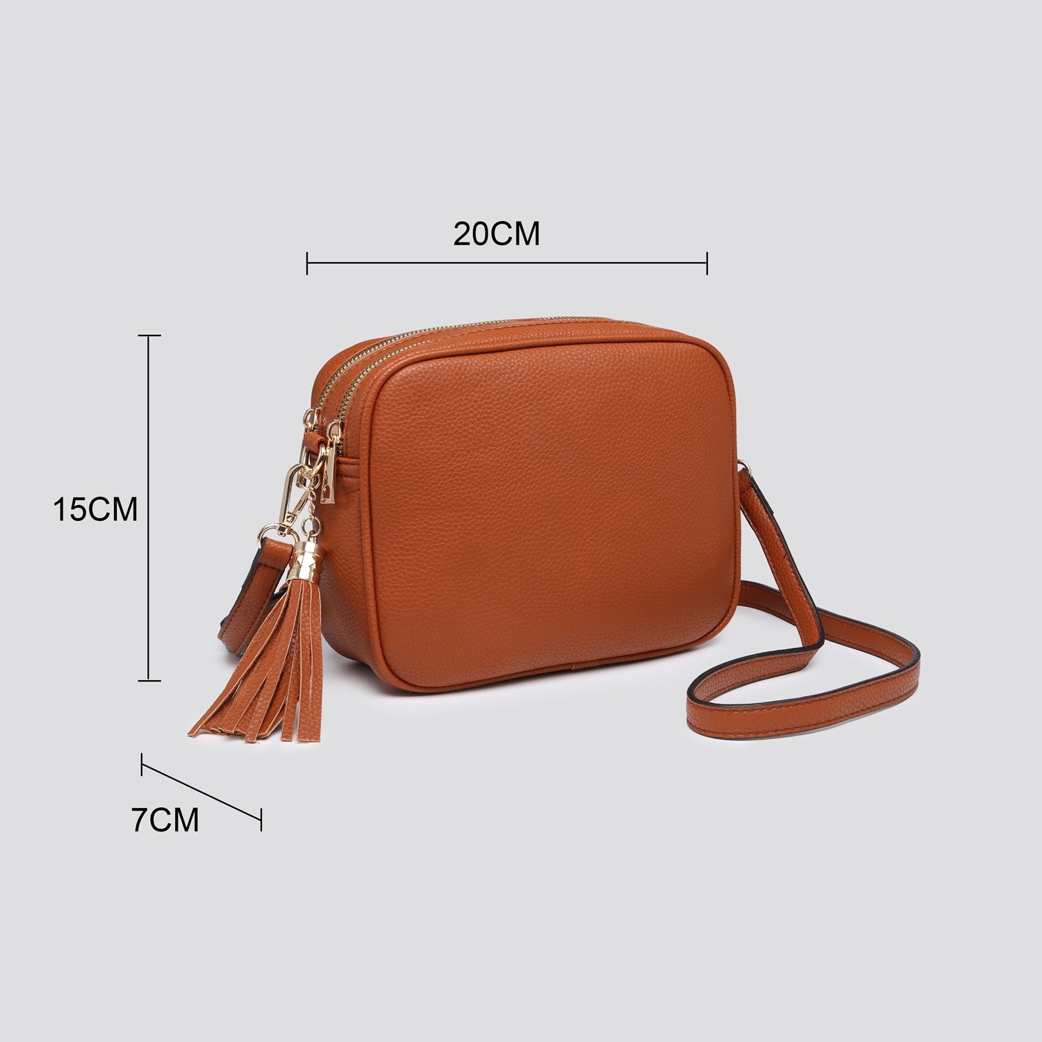 Hannah Double Zip Cross Body Bags - Various Colour's - Gold Hard Wear - Image 11
