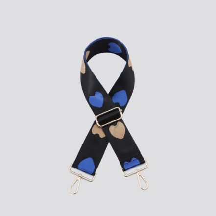 Black & Royal Blue Heart Print Bag Strap
