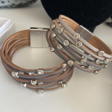 Diamantie Leather Bracelet