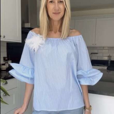 Bianca Pinstripe Frill Sleeve Top
