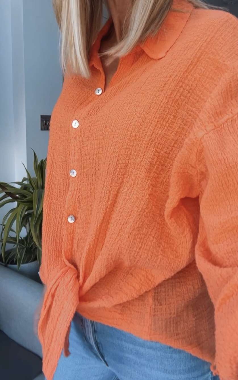 Cheesecloth Shirt Tie Front Shirt - Various Colours - Image 12