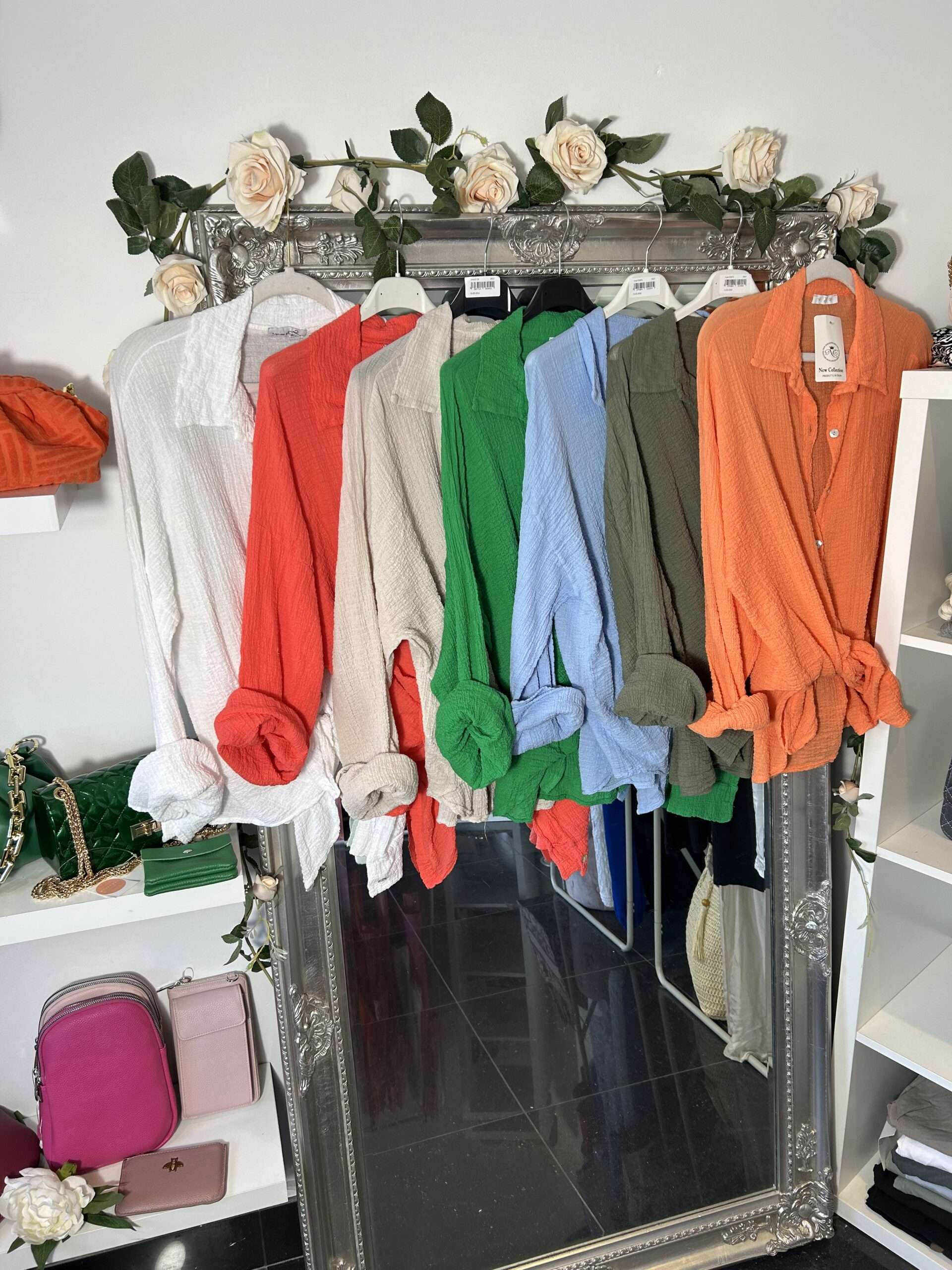 Cheesecloth Shirt Tie Front Shirt - Various Colours - Image 13