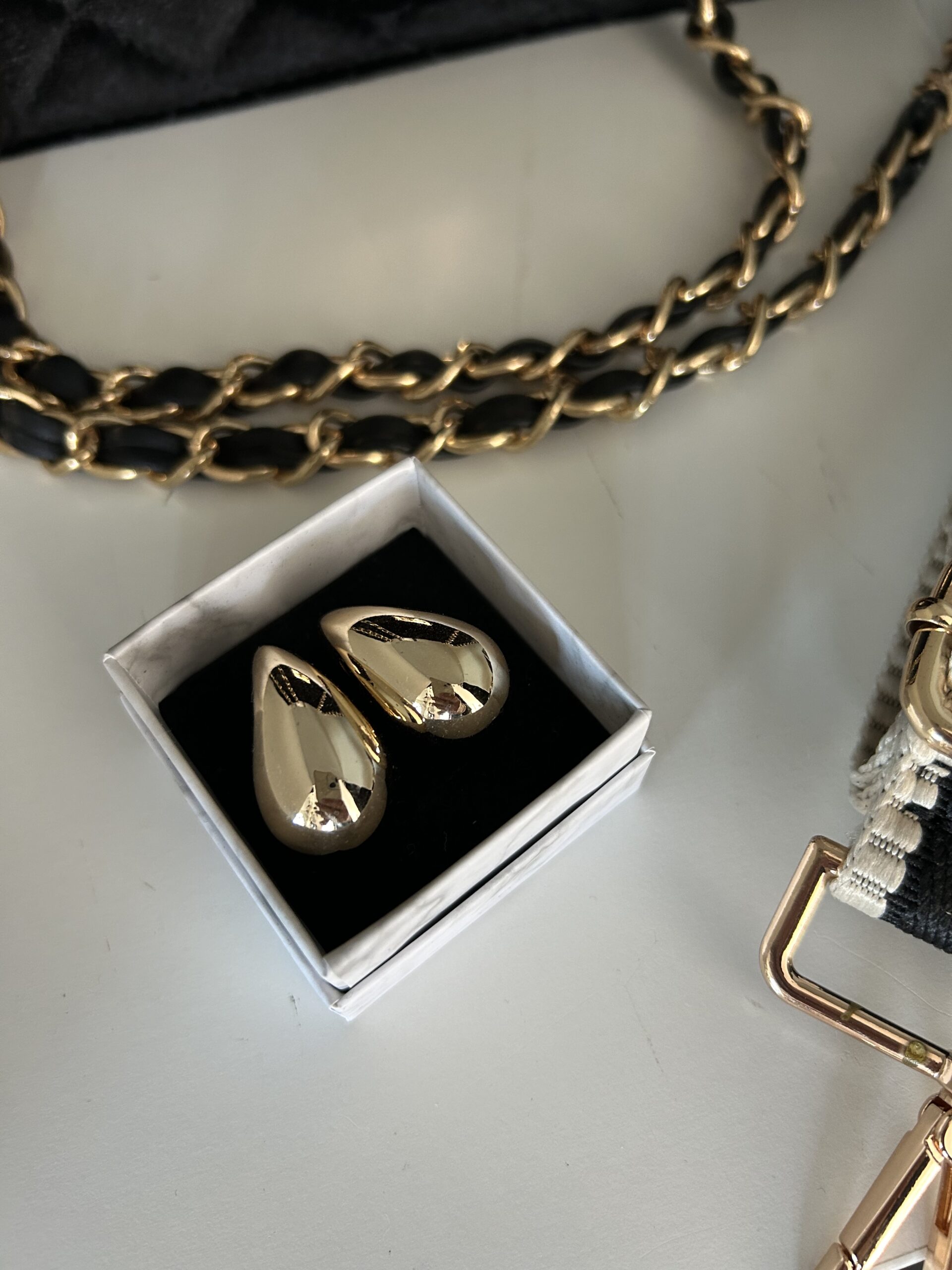 Gold Pear Drop Earrings - Image 3