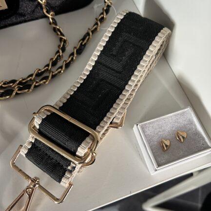 Black Geo Bag Strap – Gold Hardware