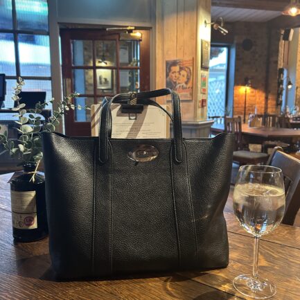 Soft Vegan Leather Silver Twist Lock Tote Bag