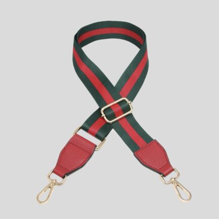 Green & Red Stripe Print Bag Strap – Red Vegan Leather End