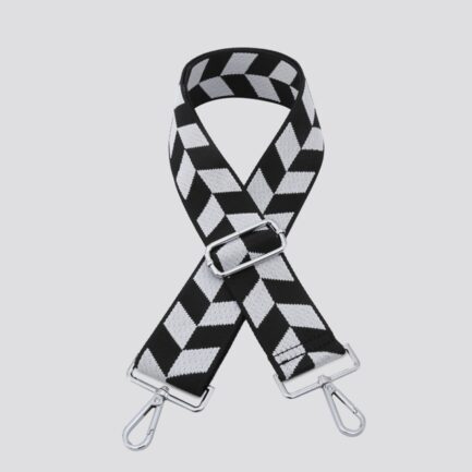 Black & White Bag Strap – Silver Hard Wear