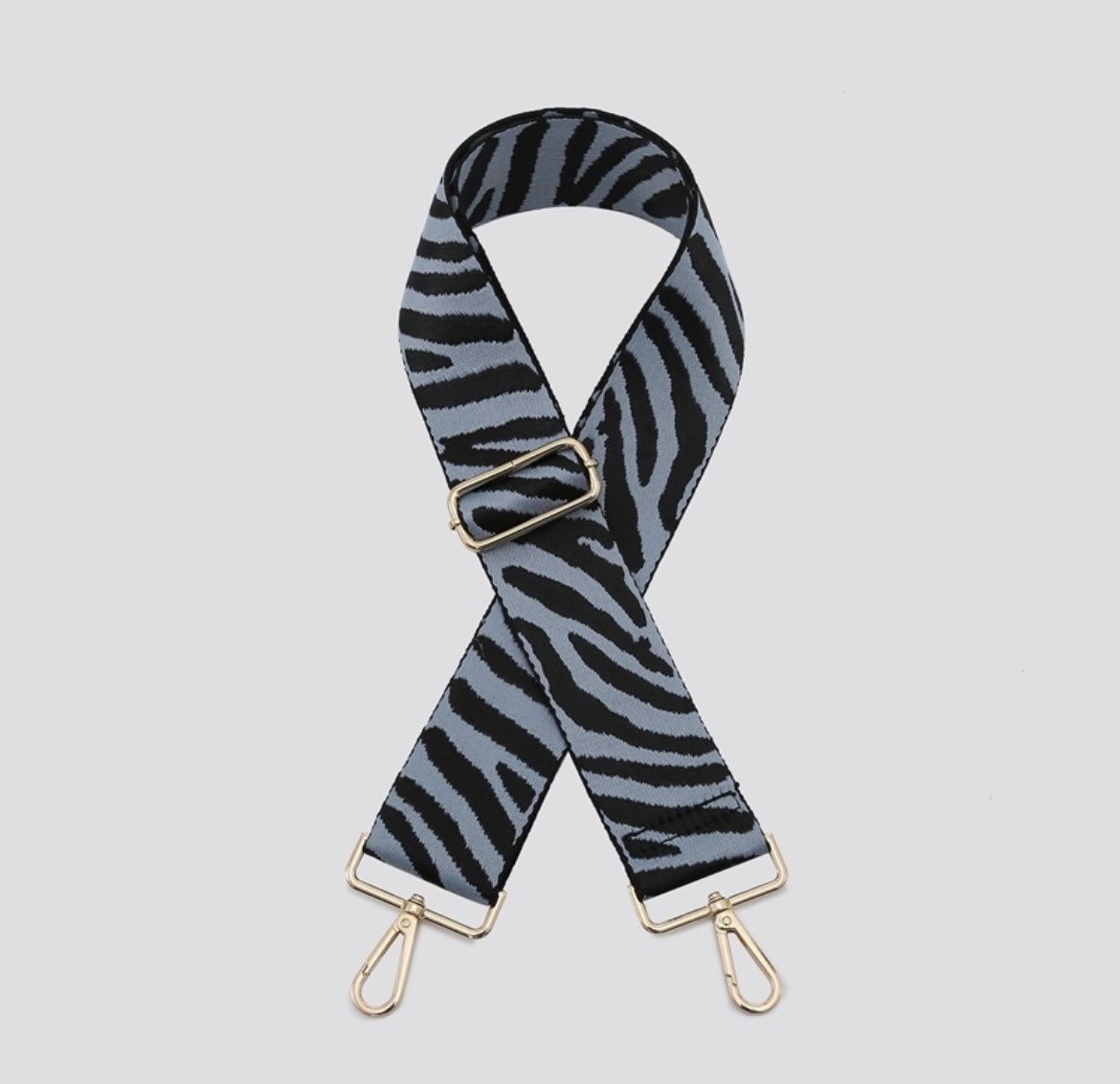 Blue Zebra Print Strap - Gold Hard Wear