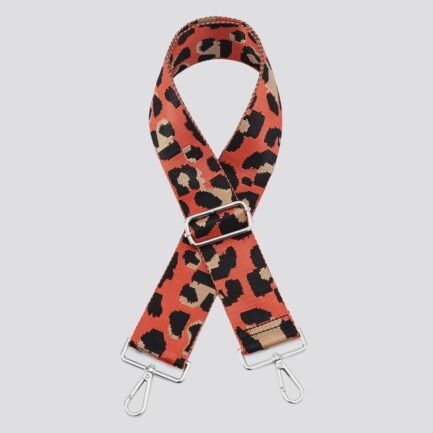 Orange Leopard Print Bag Strap – Silver Hardware